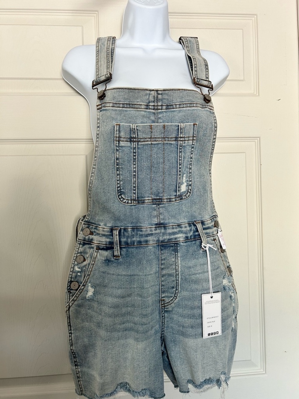 NWT Judy Blue Light Wash Denim Short Overalls